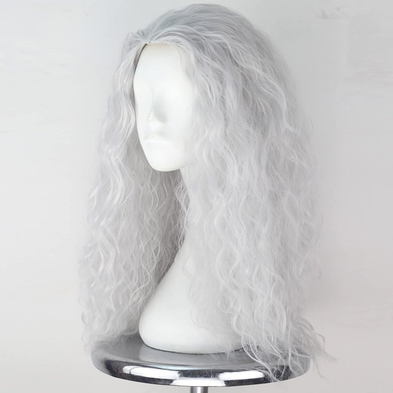 iCos Old Lady Wig Long Curly Fluffy Dirty Silver Grey Witch Hair Wig Grandma Wig Halloween Costume Movie Cosplay Punk Wig Adult Men Women Wig - Image 4